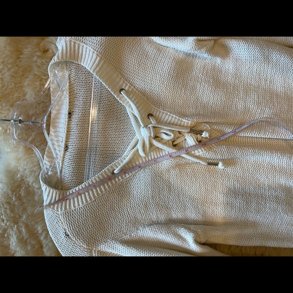 AUTHENTIC BEBE pre-owned LOGO LONG Sleeve white SWEATER TOP SIZE M - Picture 7 of 9